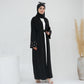 Modest Crescent Moon Sleeve Open Abaya - Black