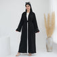 Modest Crescent Moon Sleeve Open Abaya - Black