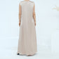 Satin Dubai Luxury Two-Piece Abaya with Belt - Khaki