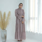 Ruffle Sleeve Bohemian Chiffon Abaya Set with Hijab - Taro