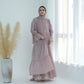 Ruffle Sleeve Bohemian Chiffon Abaya Set with Hijab - Taro
