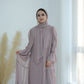 Ruffle Sleeve Bohemian Chiffon Abaya Set with Hijab - Taro