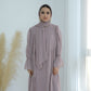 Ruffle Sleeve Bohemian Chiffon Abaya Set with Hijab - Taro
