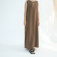 Embroidered Floral-Sleeved Abaya - Dark Coffee