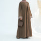 Embroidered Floral-Sleeved Abaya - Dark Coffee