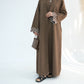 Embroidered Floral-Sleeved Abaya - Dark Coffee