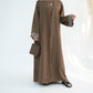 Embroidered Floral-Sleeved Abaya - Dark Coffee