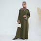 Embroidered Floral-Sleeved Abaya - Army Green