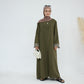 Embroidered Floral-Sleeved Abaya - Army Green