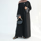 Embroidered Floral-Sleeved Abaya - Black