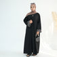 Embroidered Floral-Sleeved Abaya - Black