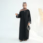 Embroidered Floral-Sleeved Abaya - Black