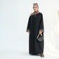 Embroidered Floral-Sleeved Abaya - Black