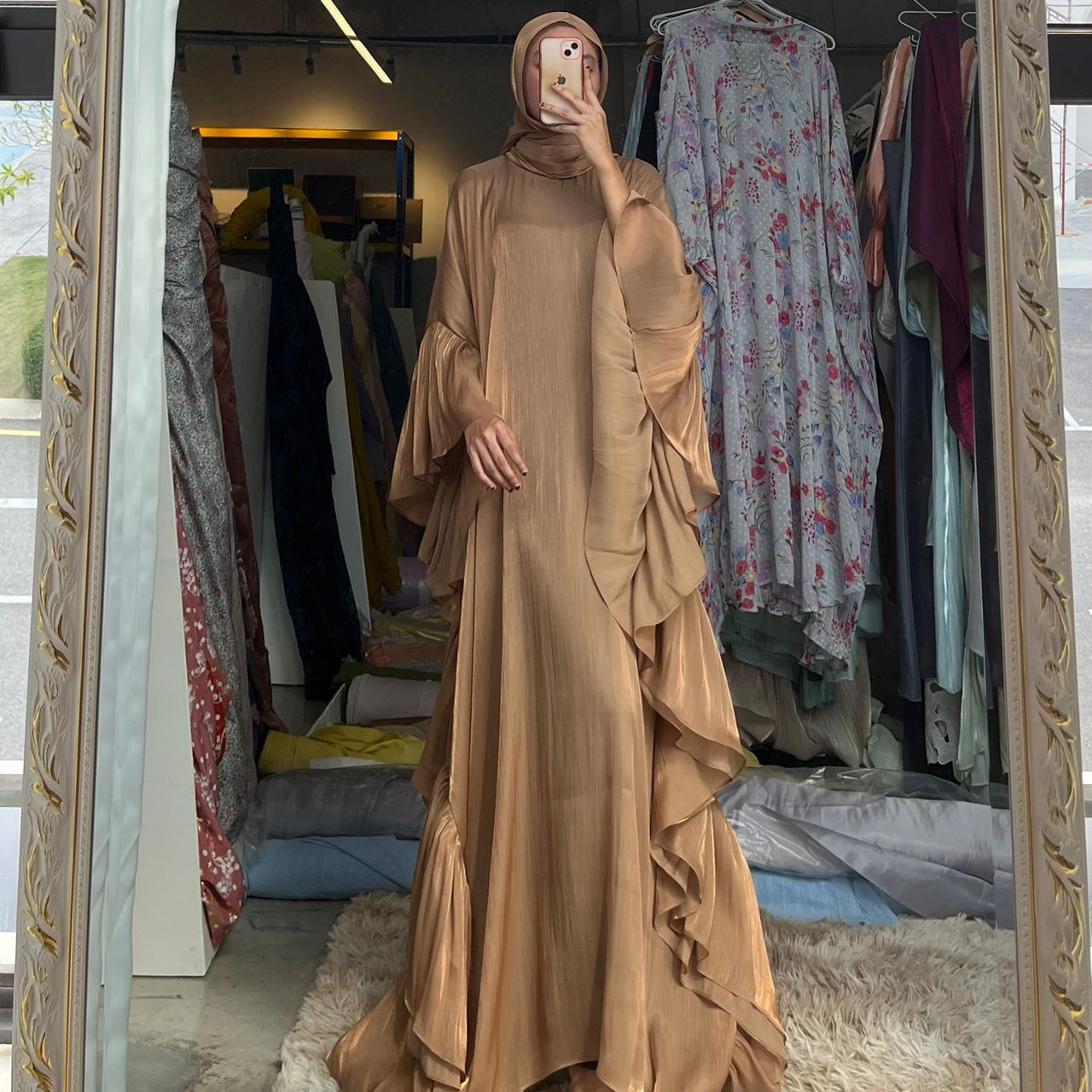 Maya Luna Luxury Malaysia Butterfly Abaya - Mocha Brown