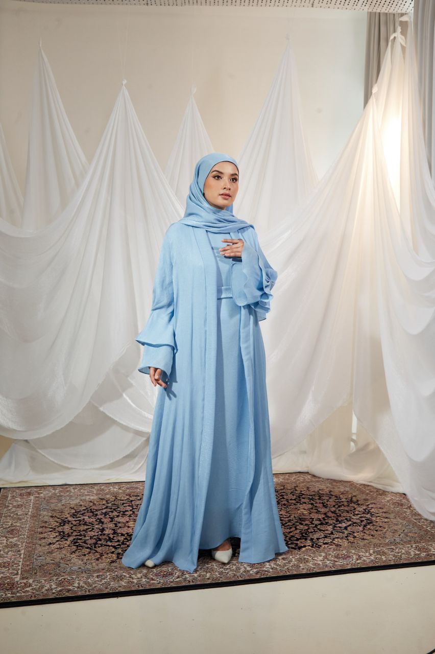 Kamelia Luxury Two Piece Abaya - Sky Blue