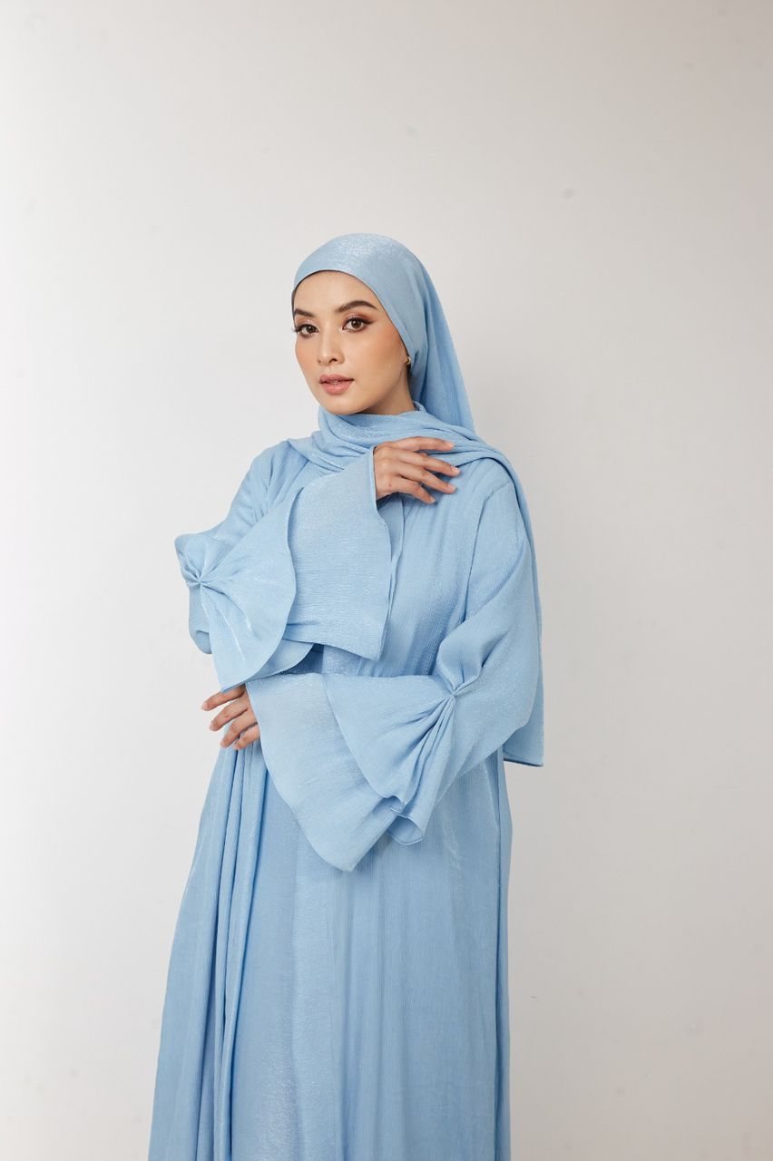 Kamelia Luxury Two Piece Abaya + Matching Hijab - Sky Blue