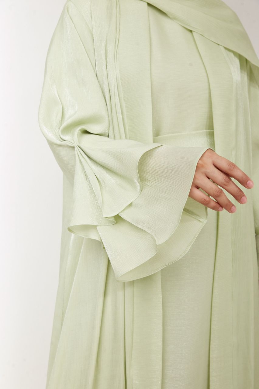 Kamelia Luxury Two Piece Abaya + Matching Hijab - Apple Green