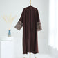 Palestine Keffiyeh Open Abaya - Dark Brown