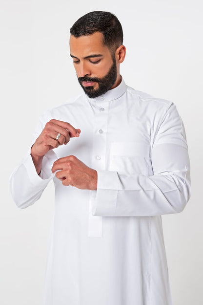 Al-Shiaka® Saudi Collared Thobe - White