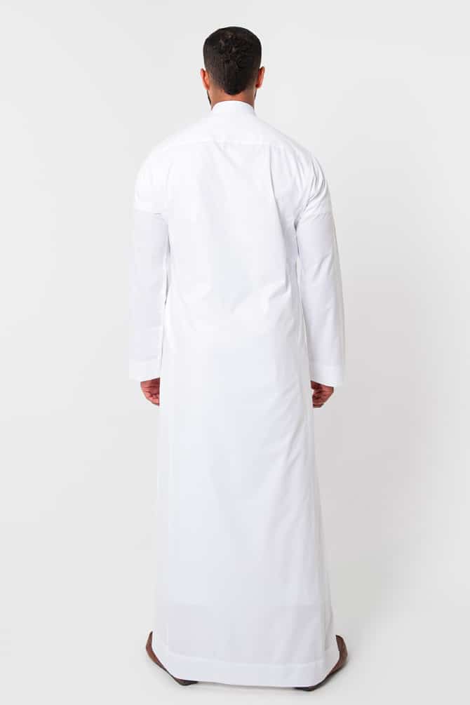 Al-Shiaka® Saudi Collared Thobe - White