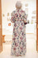 Modest Floral Dress - Cream & Purple