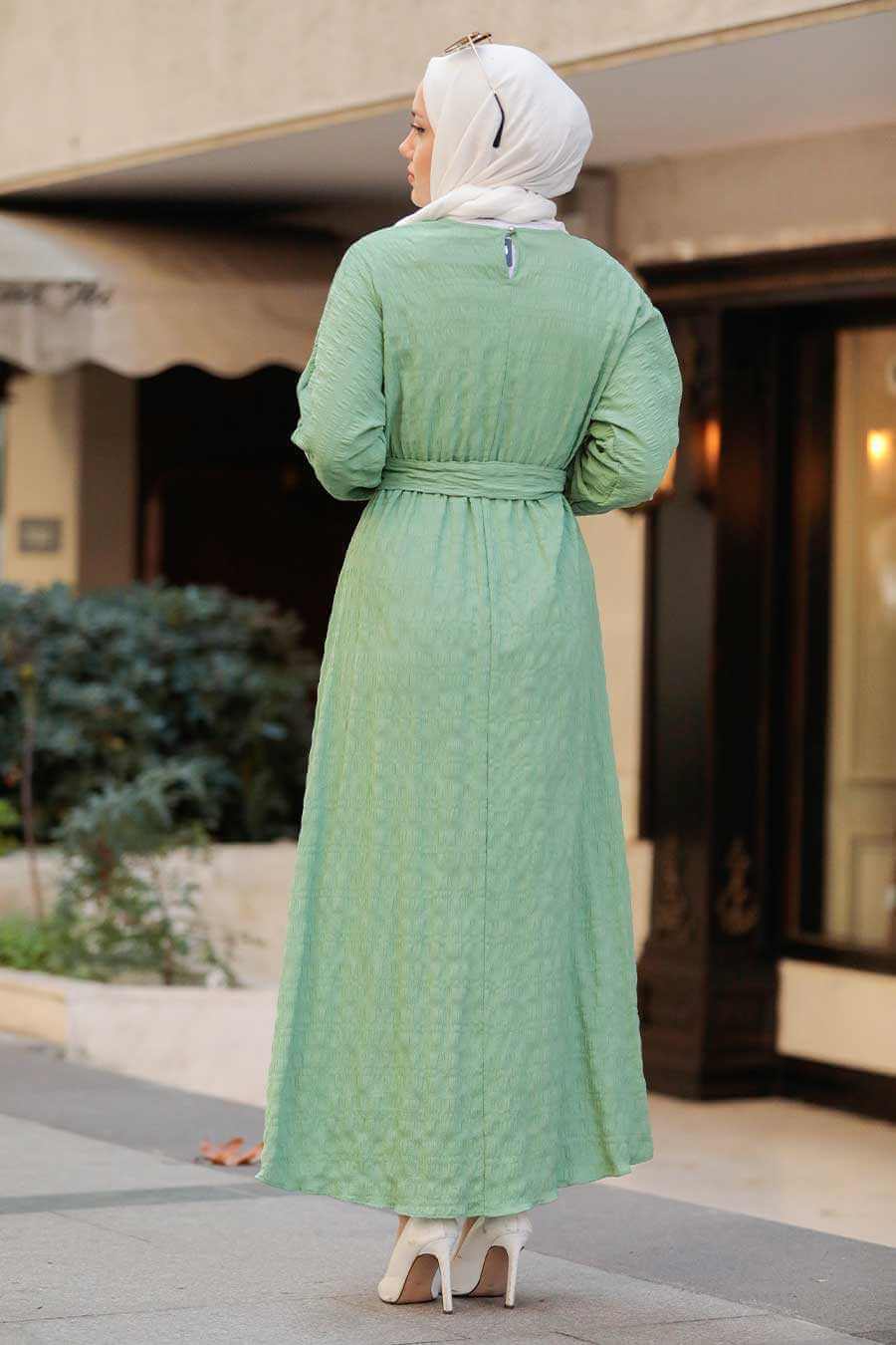 Modest Crinkle Dress - Mint Green