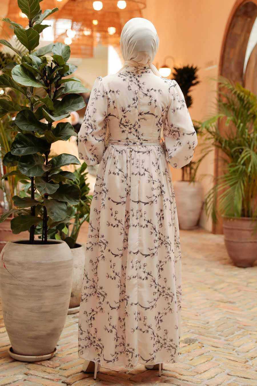 Modest Floral Dress - White