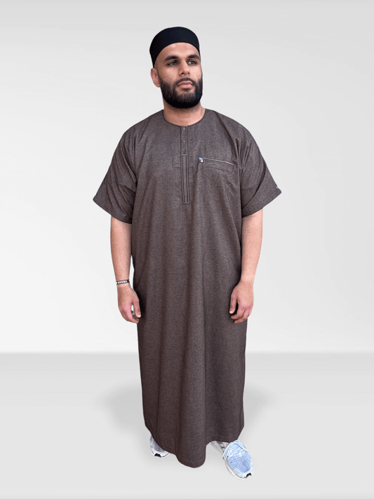 Ikaf® Half Sleeve Thobe - Dark Brown