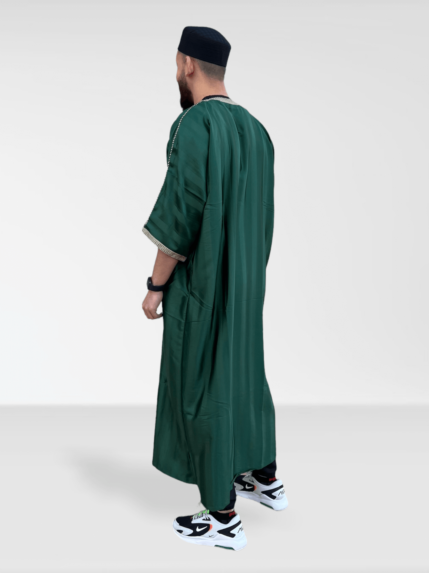 Moroccan Half Sleeve Thobe - Green/Gold