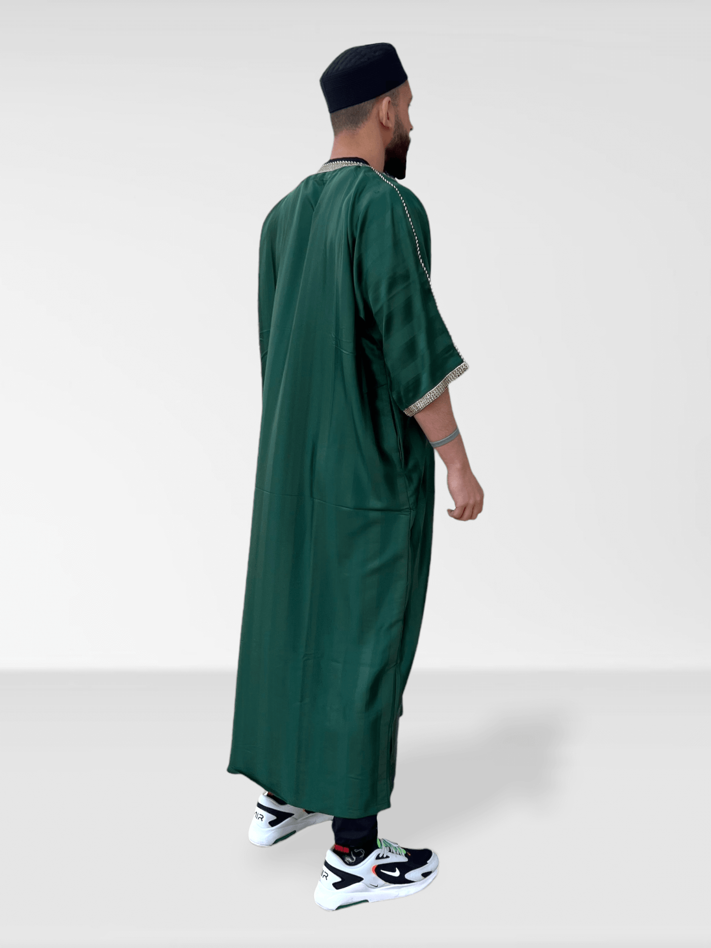 Moroccan Half Sleeve Thobe - Green/Gold